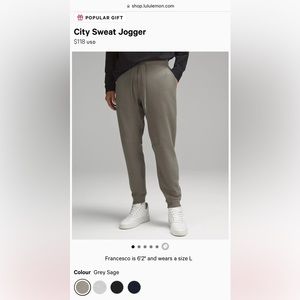 Lululemon Men's City Sweat Jogger in grey sage